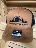 khaki / black coon hunter supply hat - Tippy River Supply